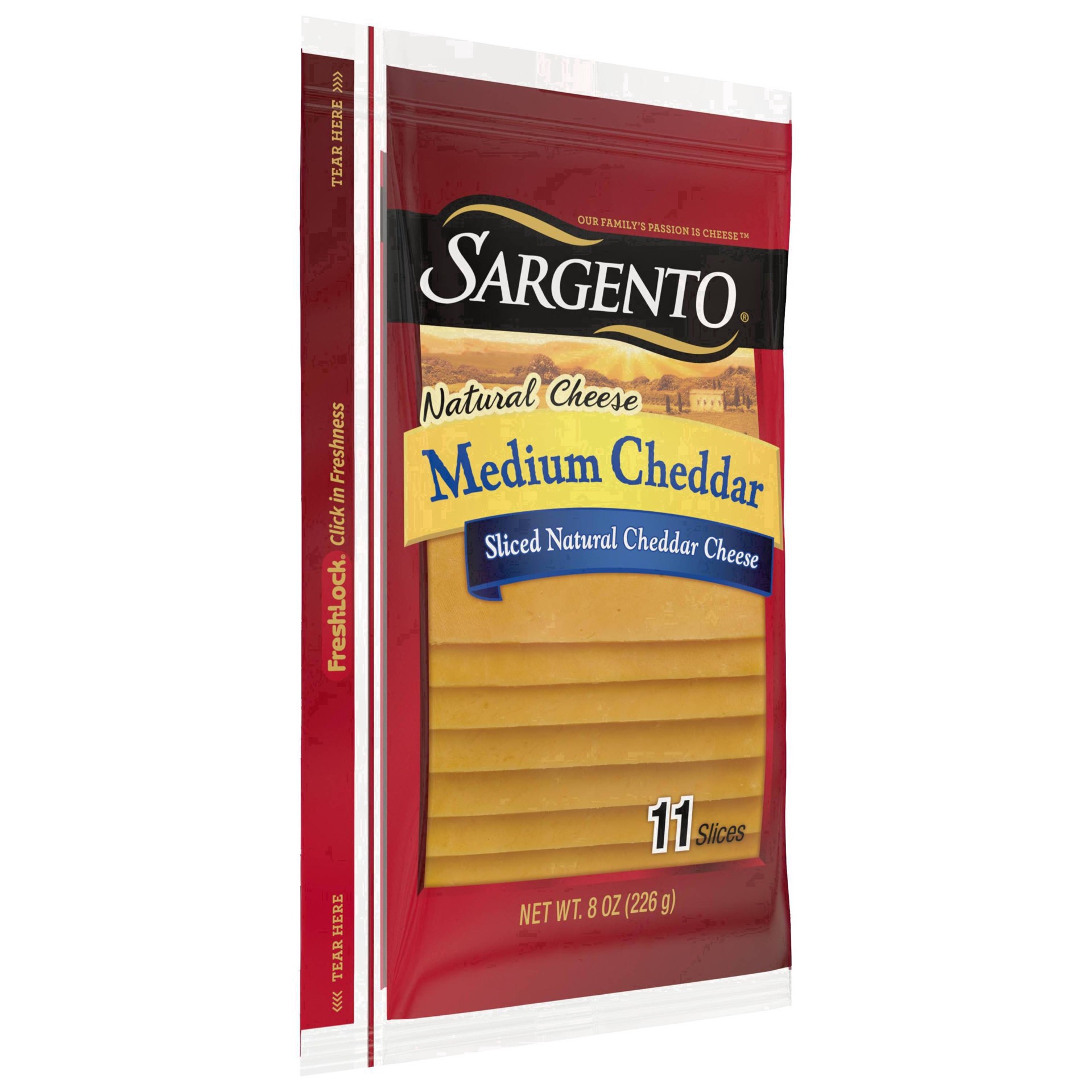 slide 20 of 43, Sargento Sliced Natural Medium Cheddar Cheese, 8 oz
