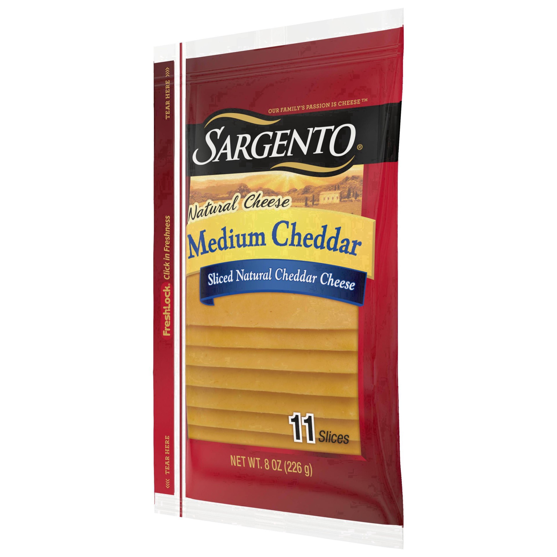 slide 21 of 43, Sargento Sliced Natural Medium Cheddar Cheese, 8 oz
