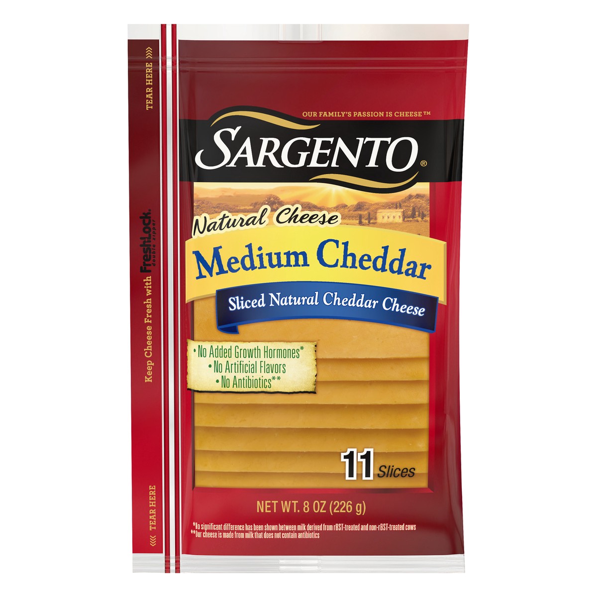 slide 1 of 43, Sargento Sliced Natural Medium Cheddar Cheese, 8 oz