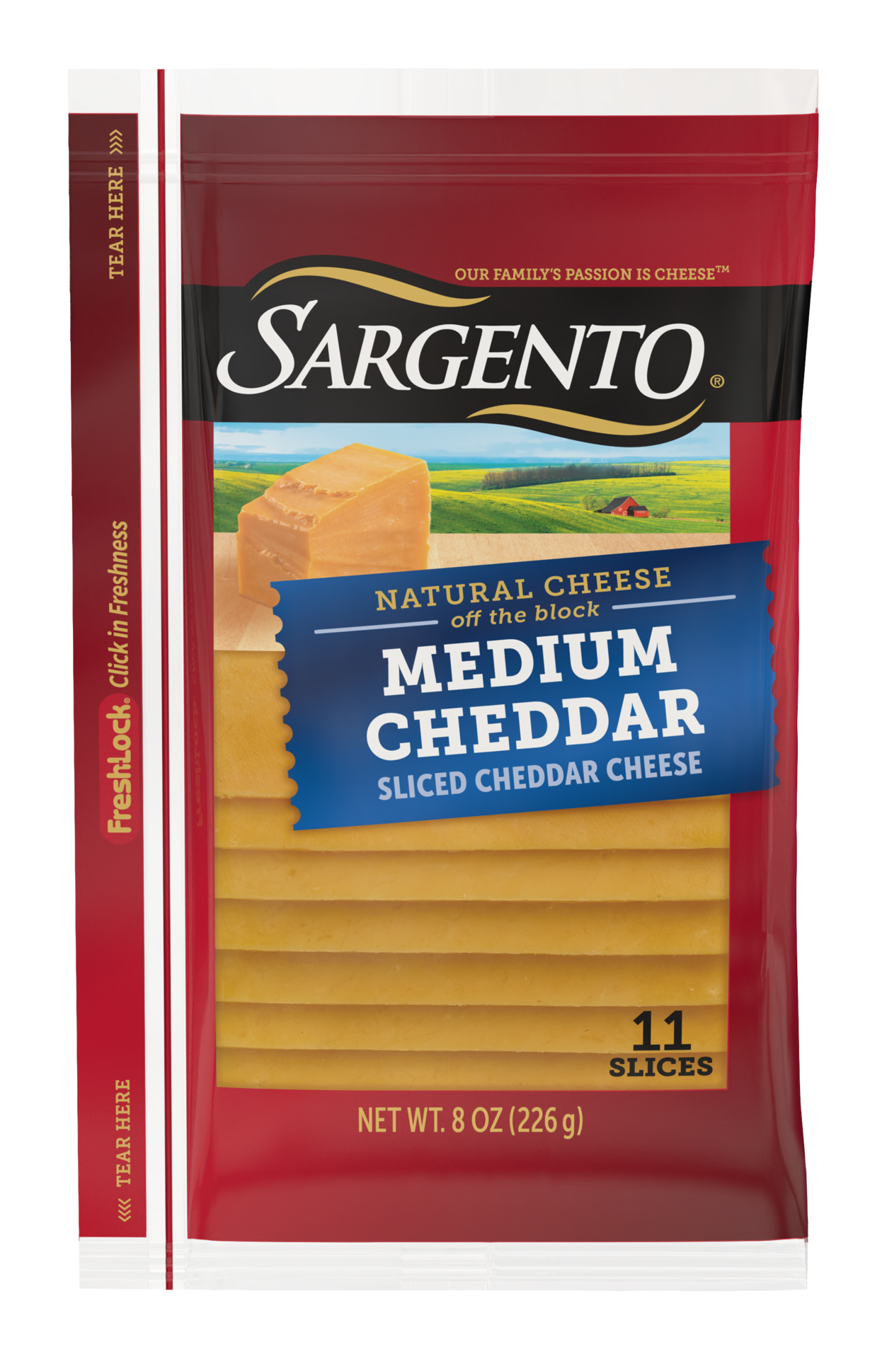 slide 1 of 43, Sargento Sliced Medium Natural Cheddar Cheese, 8 oz., 11 slices, 8 oz