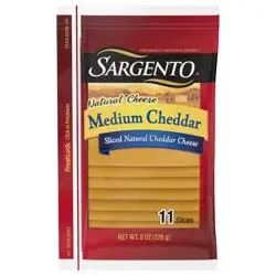 Sargento Sliced Medium Natural Cheddar Cheese, 8 oz., 11 slices