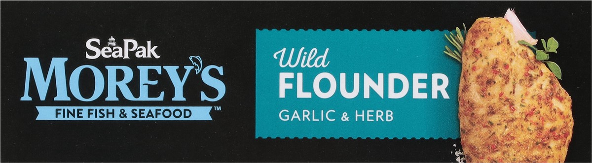 slide 8 of 9, SeaPak Morey's Wild Garlic & Herb Flounder 2 Fillets, 0.28 kg