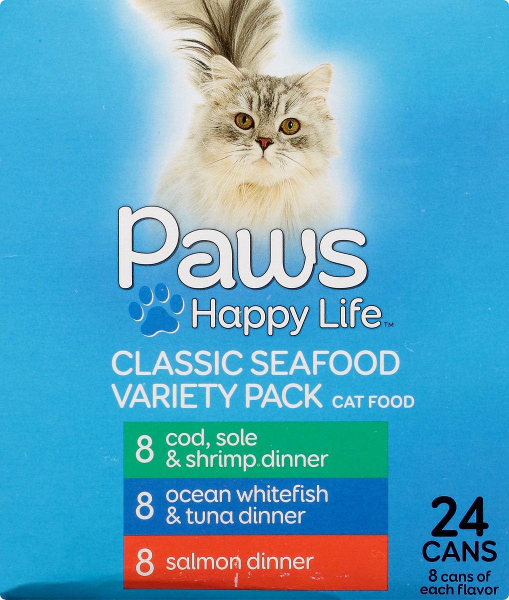 slide 8 of 9, Paws Happy Life Variety Pack Classic Seafood Cat Food 24 3 oz 24 ea Box, 24 ct