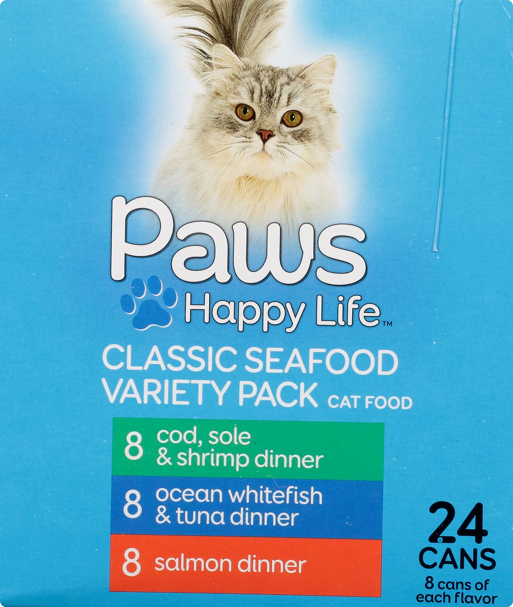 slide 2 of 9, Paws Happy Life Variety Pack Classic Seafood Cat Food 24 3 oz 24 ea Box, 24 ct