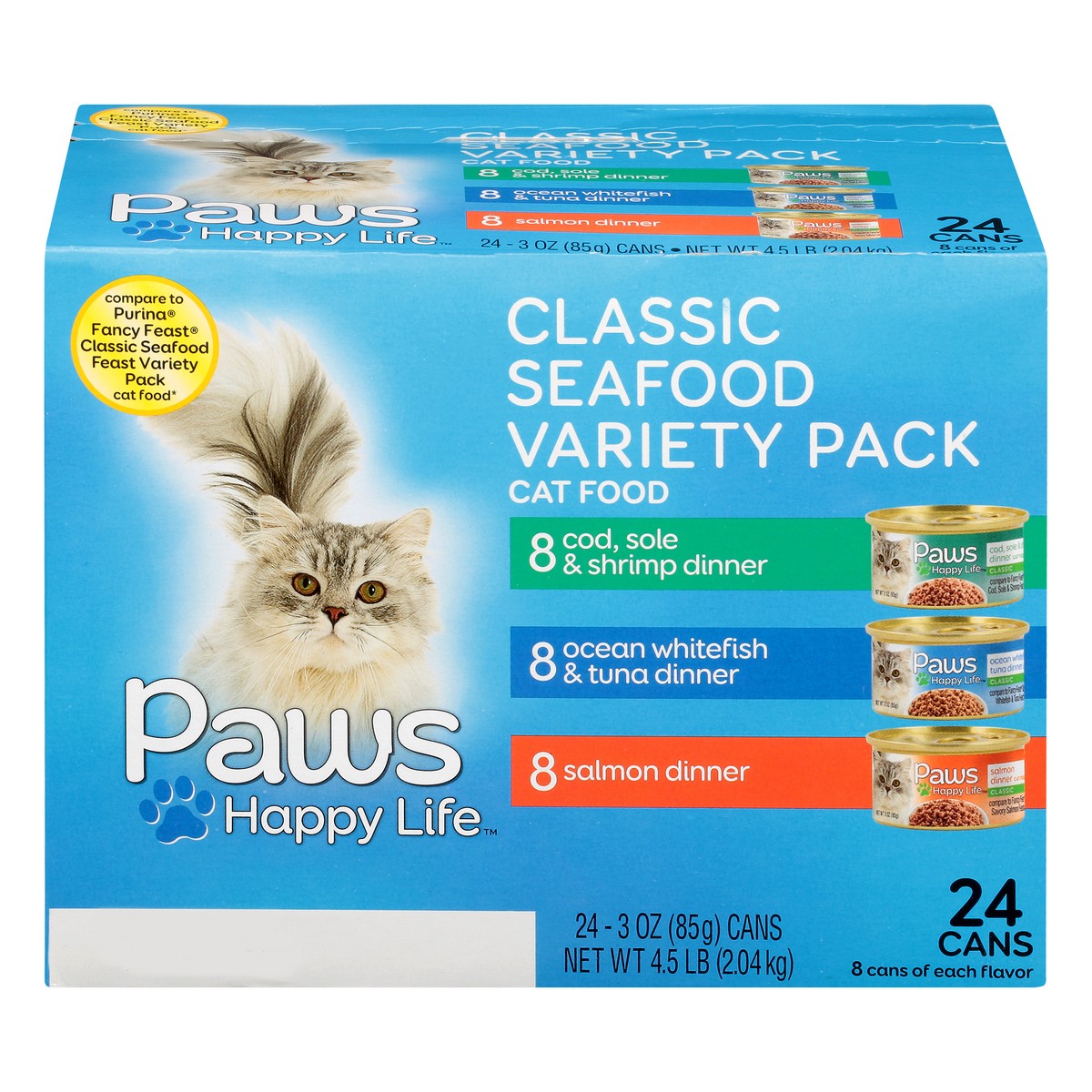 Paws Happy Life Variety Pack Classic Seafood Cat Food 24 3 oz 24 ea Box