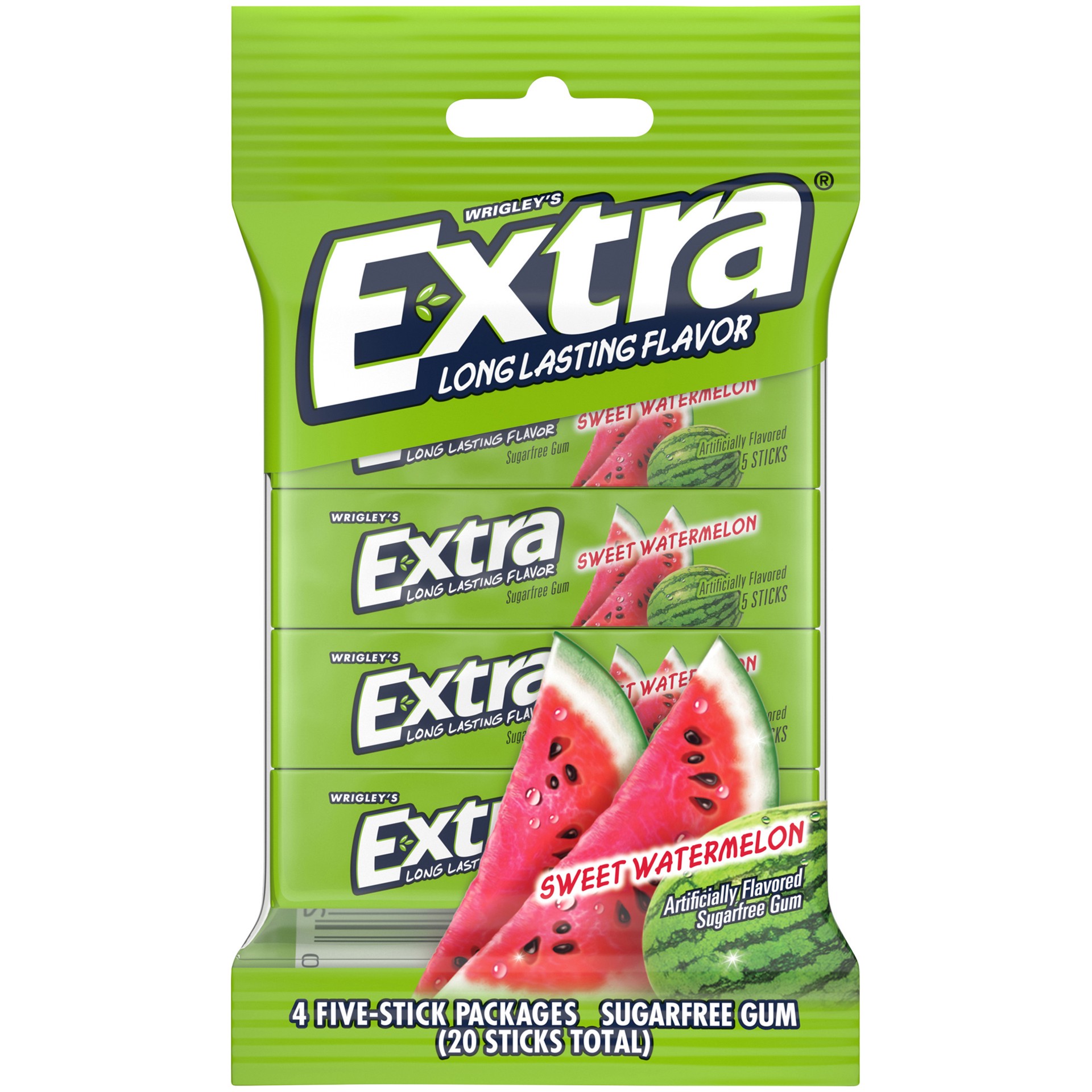 slide 1 of 5, Extra Sweet Watermelon Gum, 20 pc