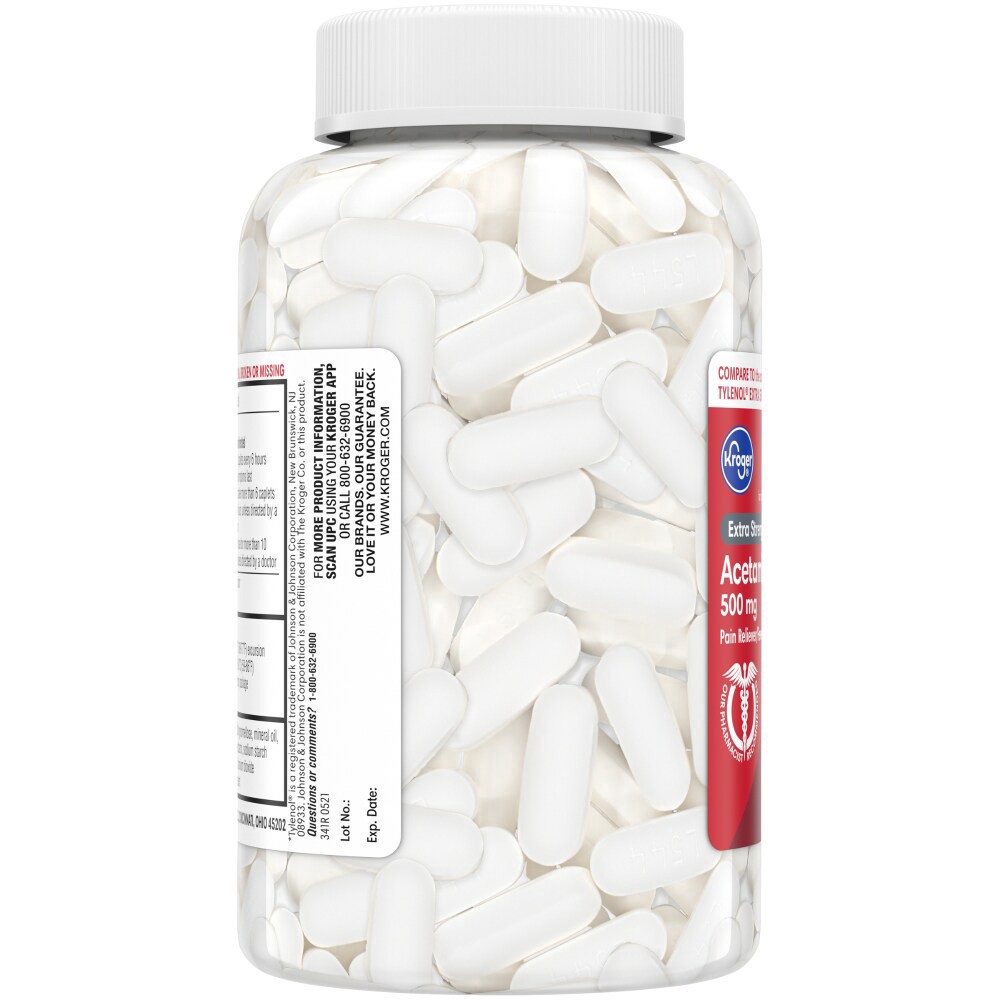 slide 2 of 4, Kroger Acetaminophen Pain Reliver/Fever Reducer Caplets 500Mg, 1000 ct