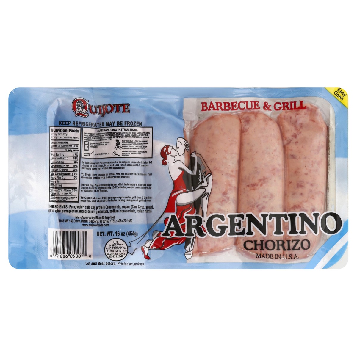 slide 8 of 8, Quijote Chorizo Arg.bbq, 16 oz