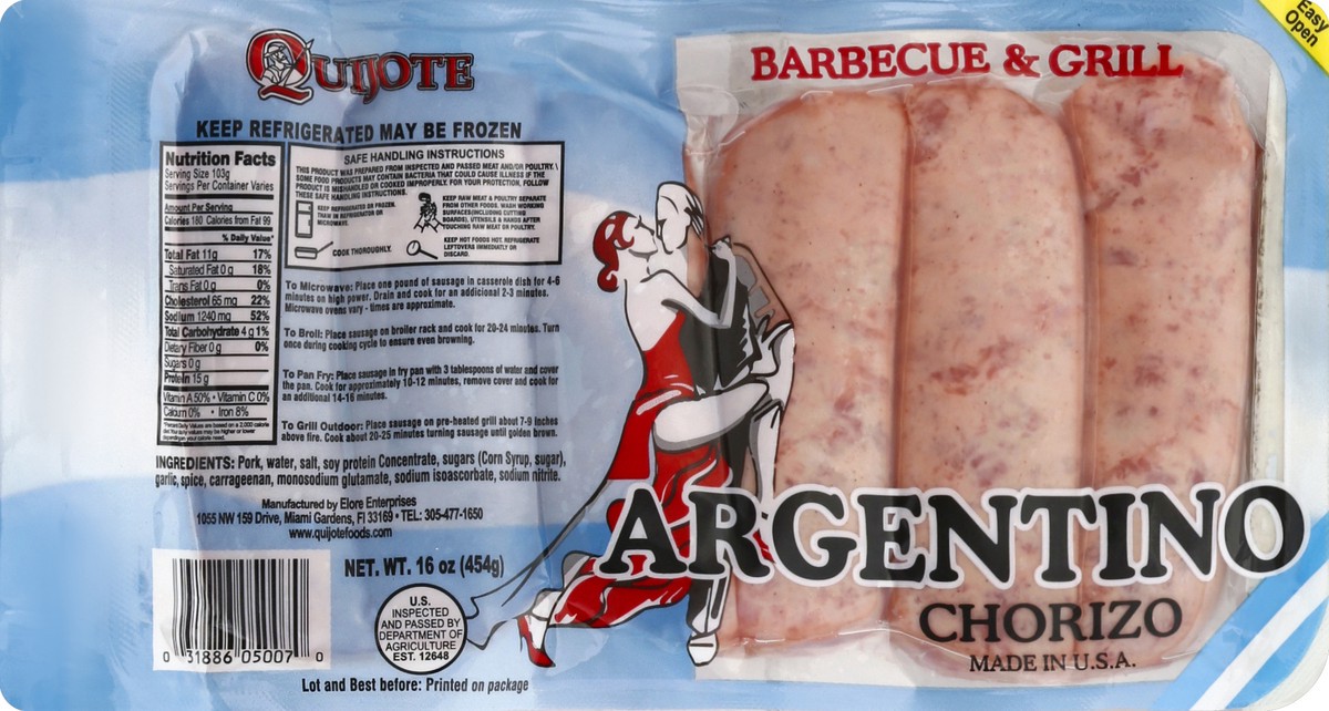 slide 1 of 8, Quijote Chorizo Arg.bbq, 16 oz