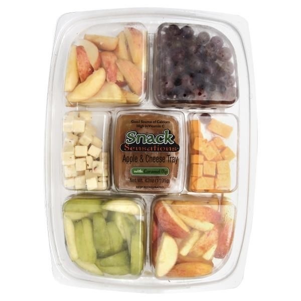 slide 1 of 1, Snack Sensations Apple & Cheese Tray with Caramel Dip, 24 oz