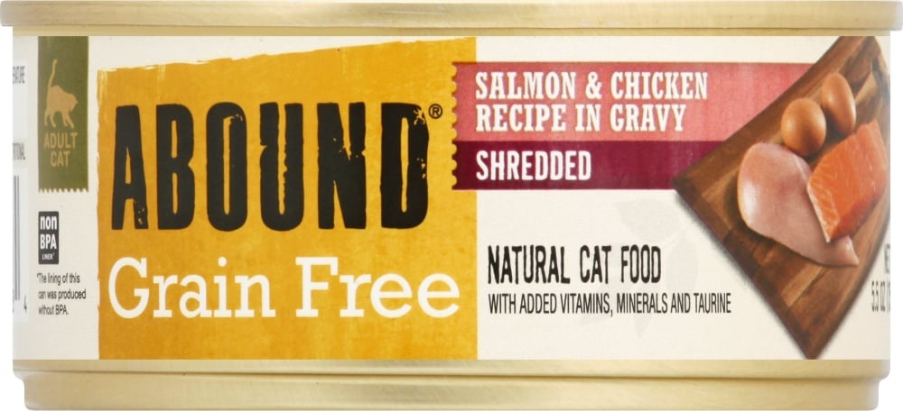 slide 1 of 1, Abound Grain Free Shredded Salmon & Chicken In Gravy Cat Food, 5.5 oz