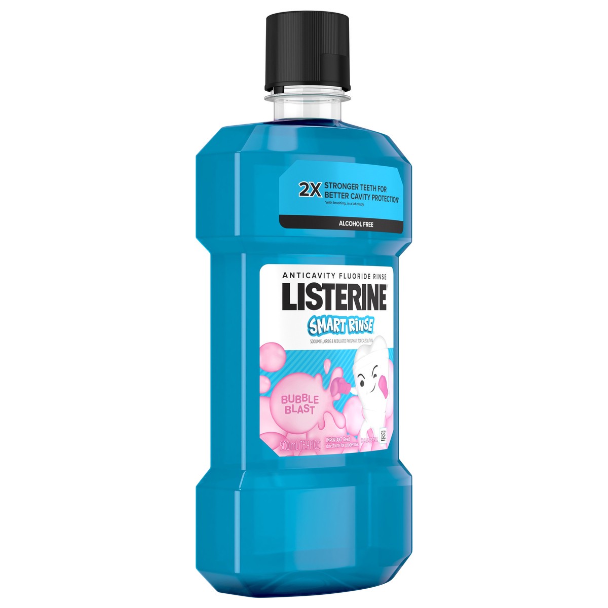 slide 2 of 7, Listerine Smart Rinse Kids Alcohol-Free Anticavity Sodium Fluoride Mouthwash, ADA Accepted Oral Rinse for Dental Cavity Protection, Bubble Blast Flavor for Children's Oral Care, 500 ml