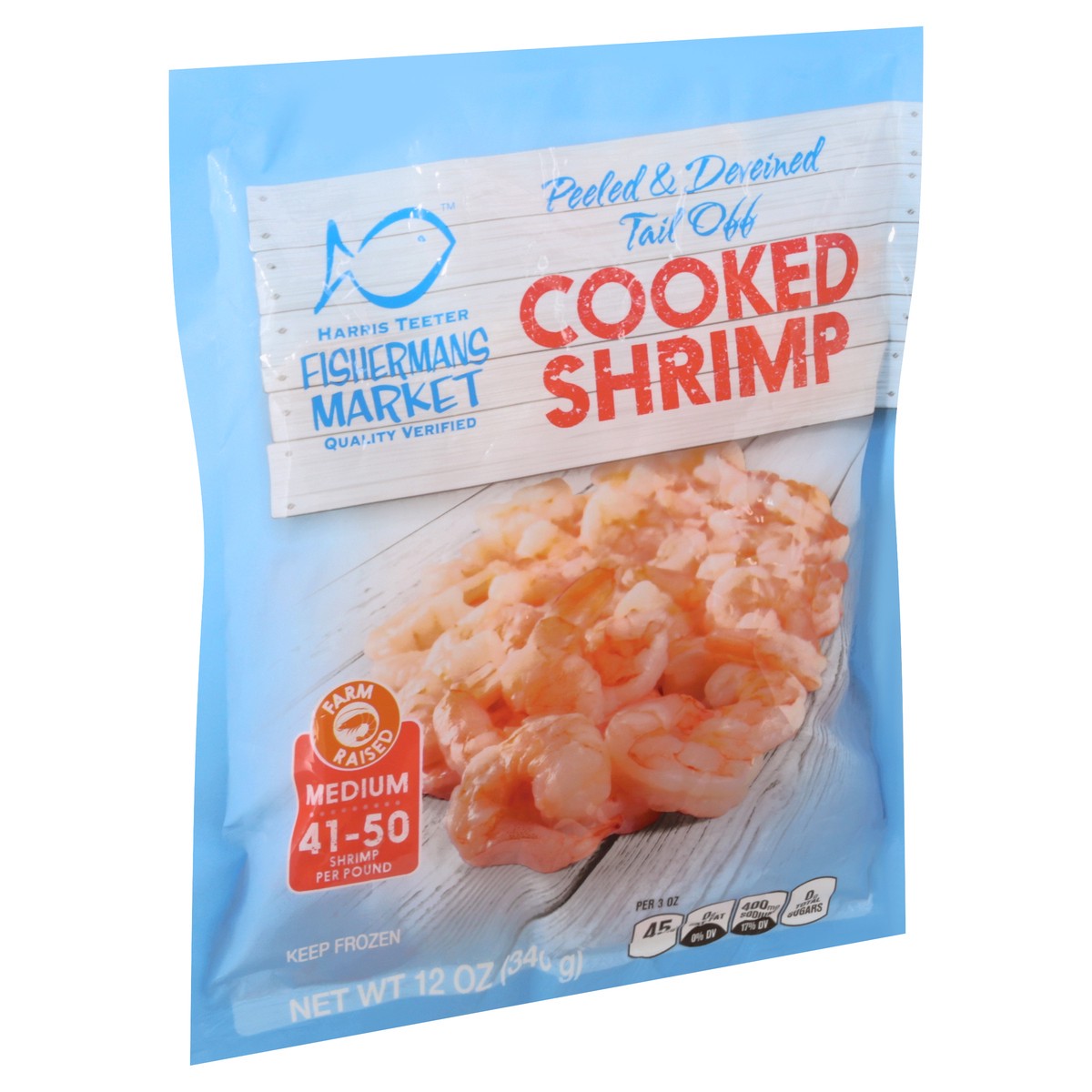 slide 6 of 9, Harris Teeter Fisherman's Market Medium Peeled & Deveined Tail Off Cooked Shrimp 12 oz, 12 oz