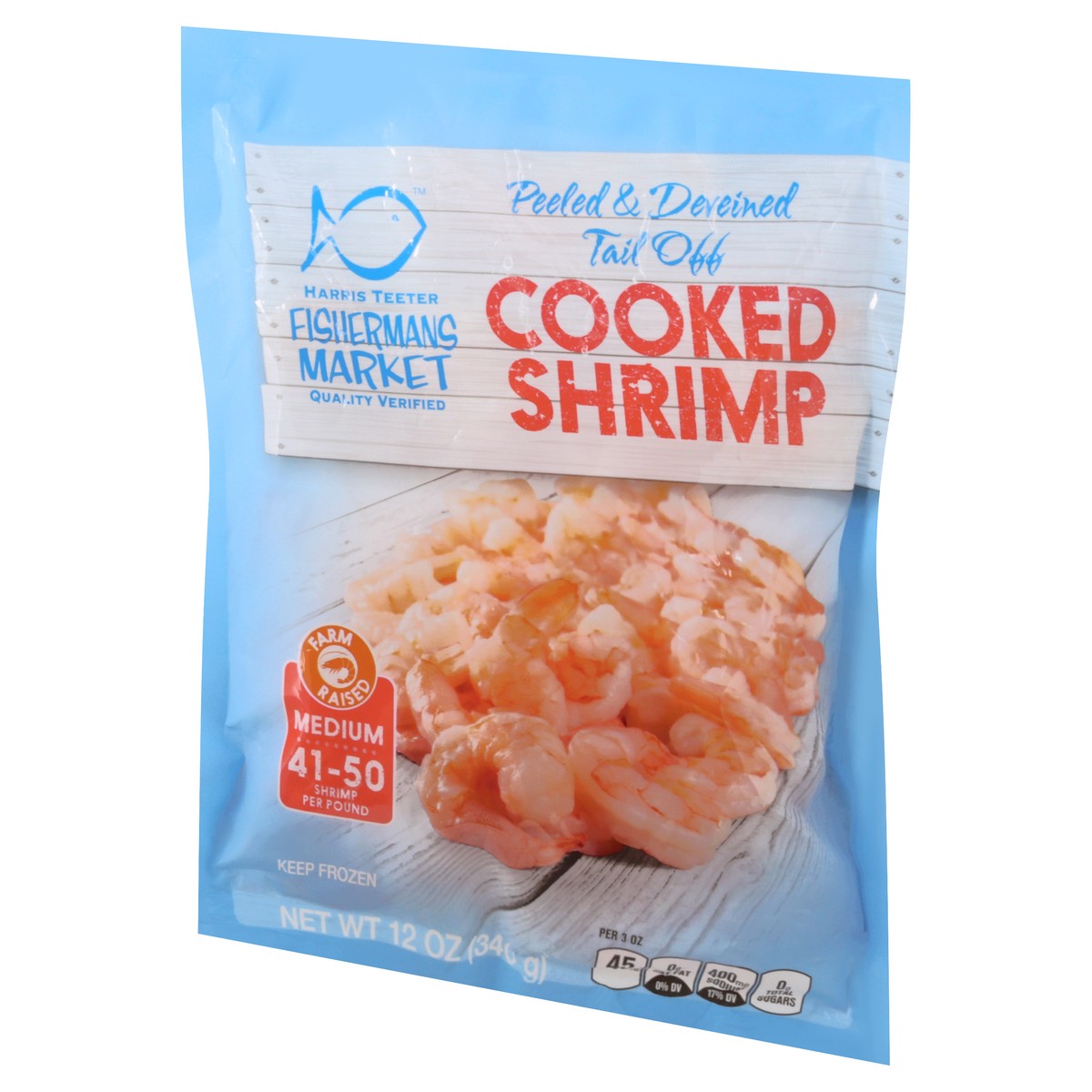 slide 2 of 9, Harris Teeter Fisherman's Market Medium Peeled & Deveined Tail Off Cooked Shrimp 12 oz, 12 oz
