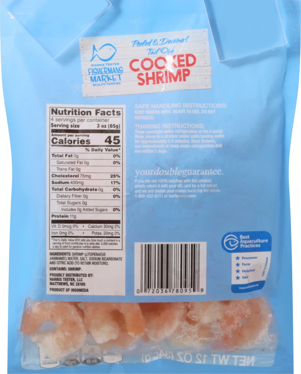 slide 5 of 9, Harris Teeter Fisherman's Market Medium Peeled & Deveined Tail Off Cooked Shrimp 12 oz, 12 oz