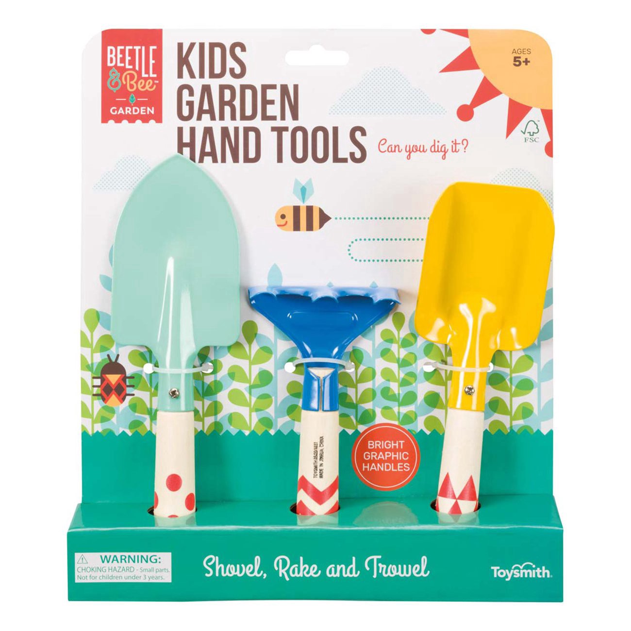 slide 1 of 1, Beetle & Bee Garden 3 Assorted Kids Garden Hand Tools, 8.5 ft