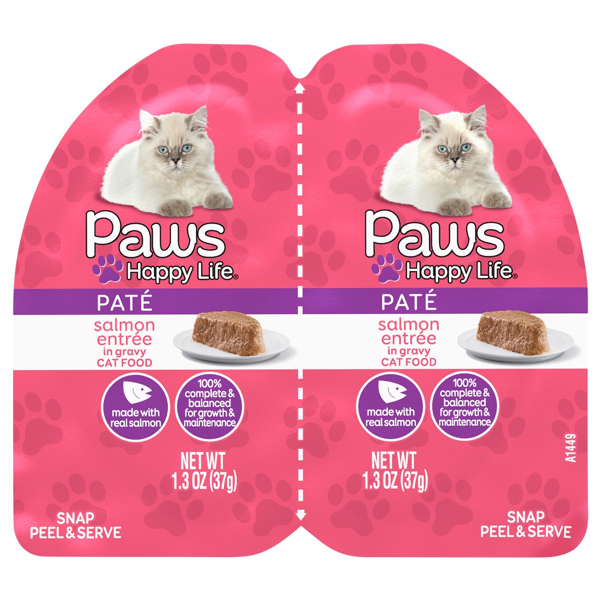 slide 3 of 4, Paws Cat 2cup Salmon, 2 oz