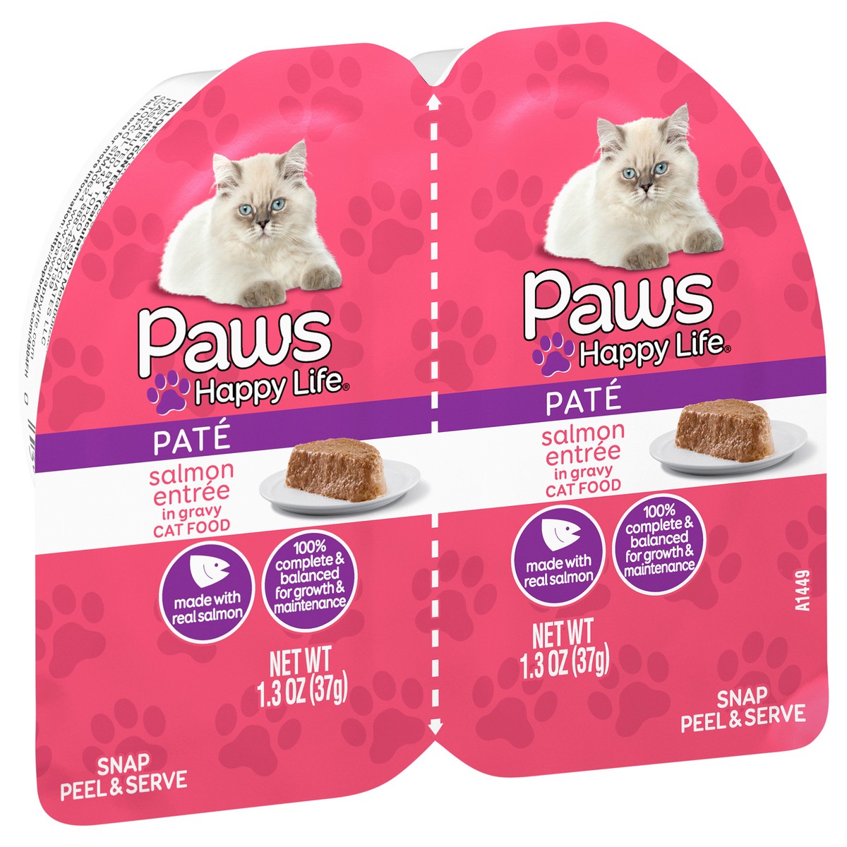 slide 2 of 4, Paws Cat 2cup Salmon, 2 oz