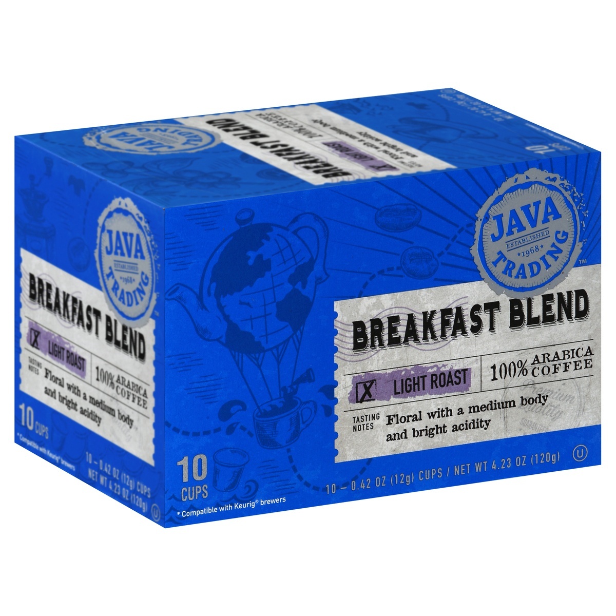 slide 1 of 1, Java Trading Breakfast Blend Singles, 10 ct