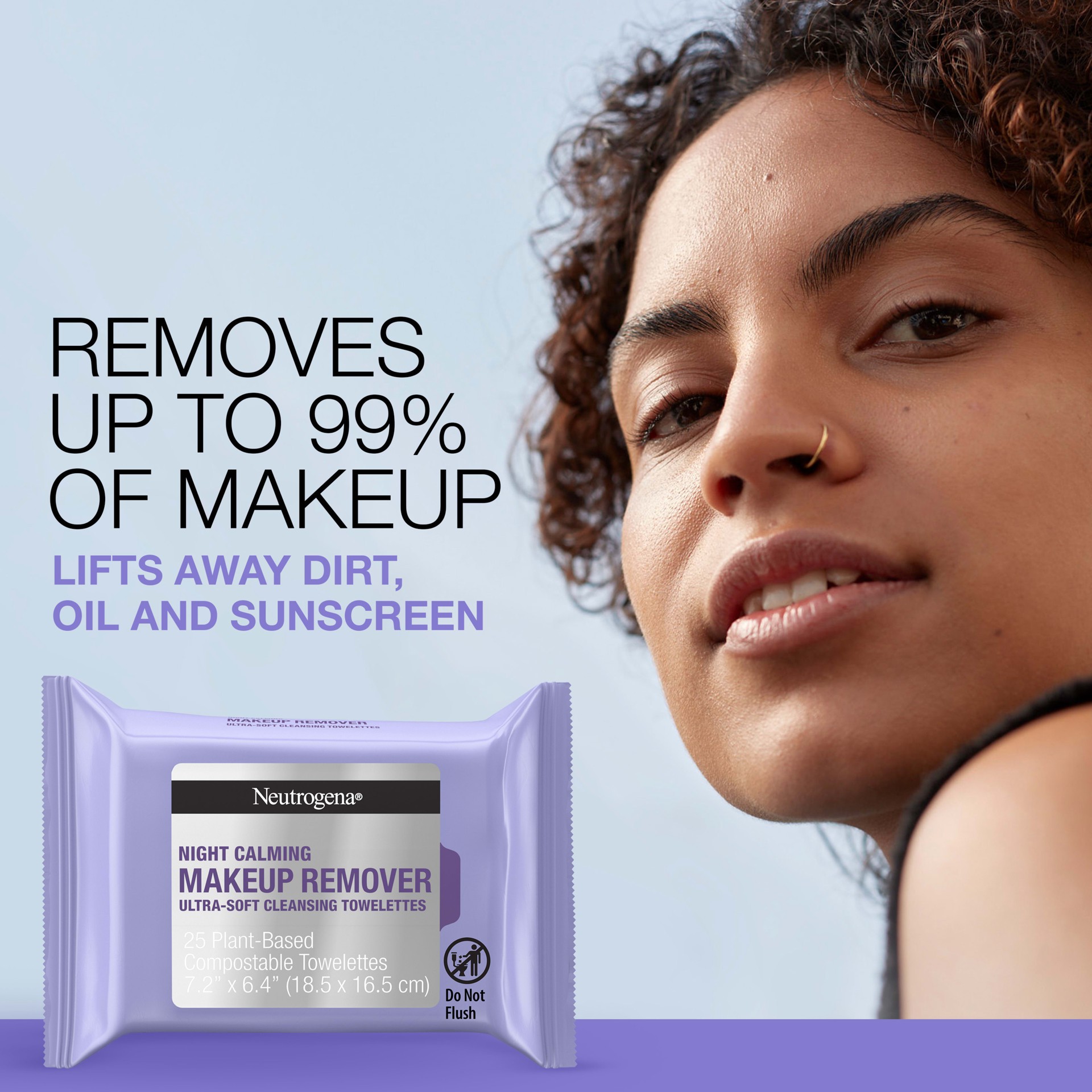 slide 3 of 9, Neutrogena Facial Cleansing Makeup Remover Night Calming Cleansing Wipes - 25ct, 25 ct