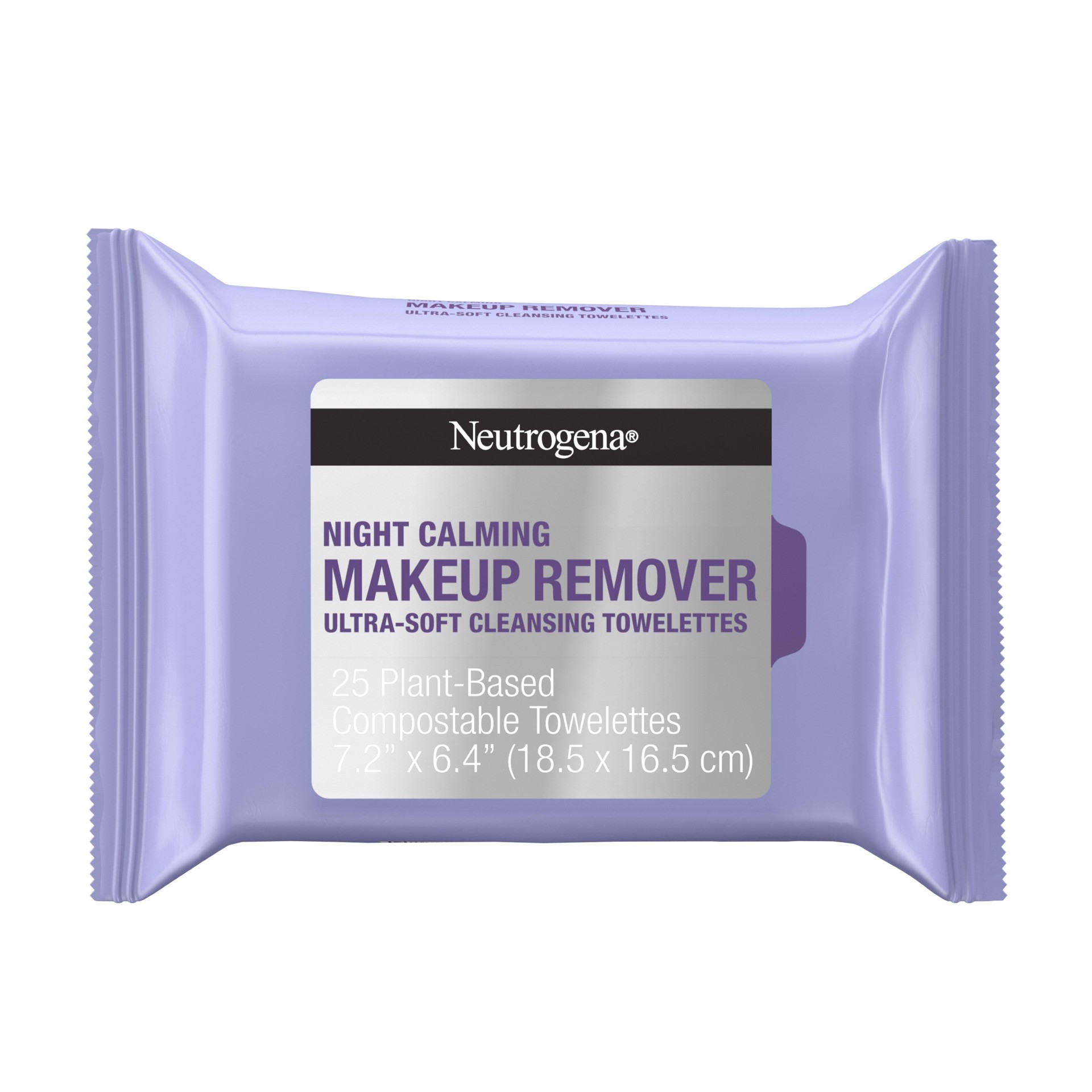 slide 1 of 9, Neutrogena Night Calming Makeup Remover Face Wipes, Nighttime Cleansing Facial Towelettes Remove Sweat, Sunscreen, Dirt & Waterproof Makeup & Calms Skin, Hypoallergenic, 100% Plant Based Cloth, 25 ct, 25 ct