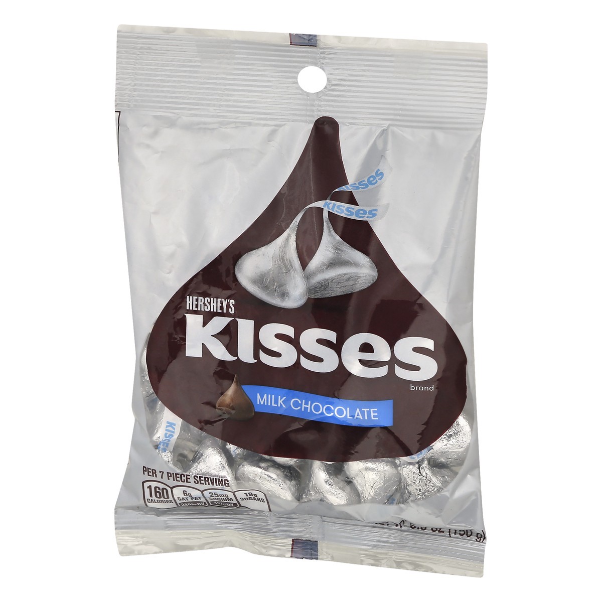 slide 5 of 9, Hershey's KISSES Milk Chocolate Candy, Individually Wrapped, Gluten Free, 5.3 oz, Bag, 5.3 oz