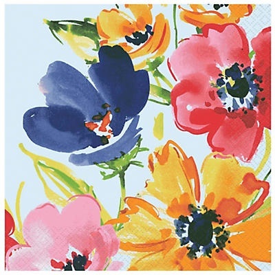 slide 1 of 1, Unique Industries Watercolor Poppies Lunch Napkin, 16 ct