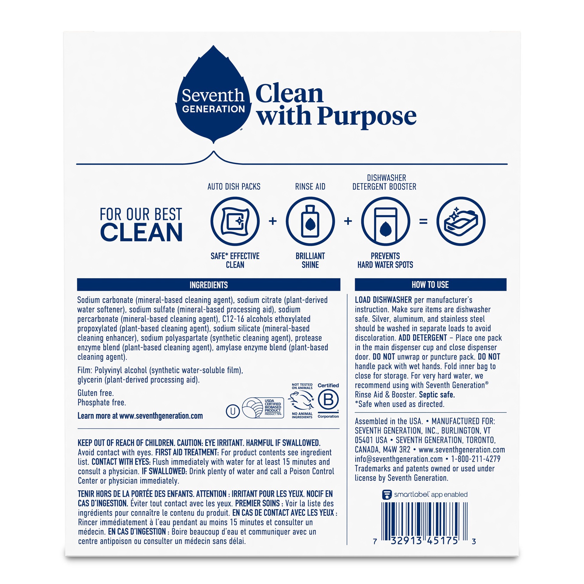 slide 4 of 5, Seventh Generation Free & Clear Dishwasher Detergent Packs 45 ea, 45 ct