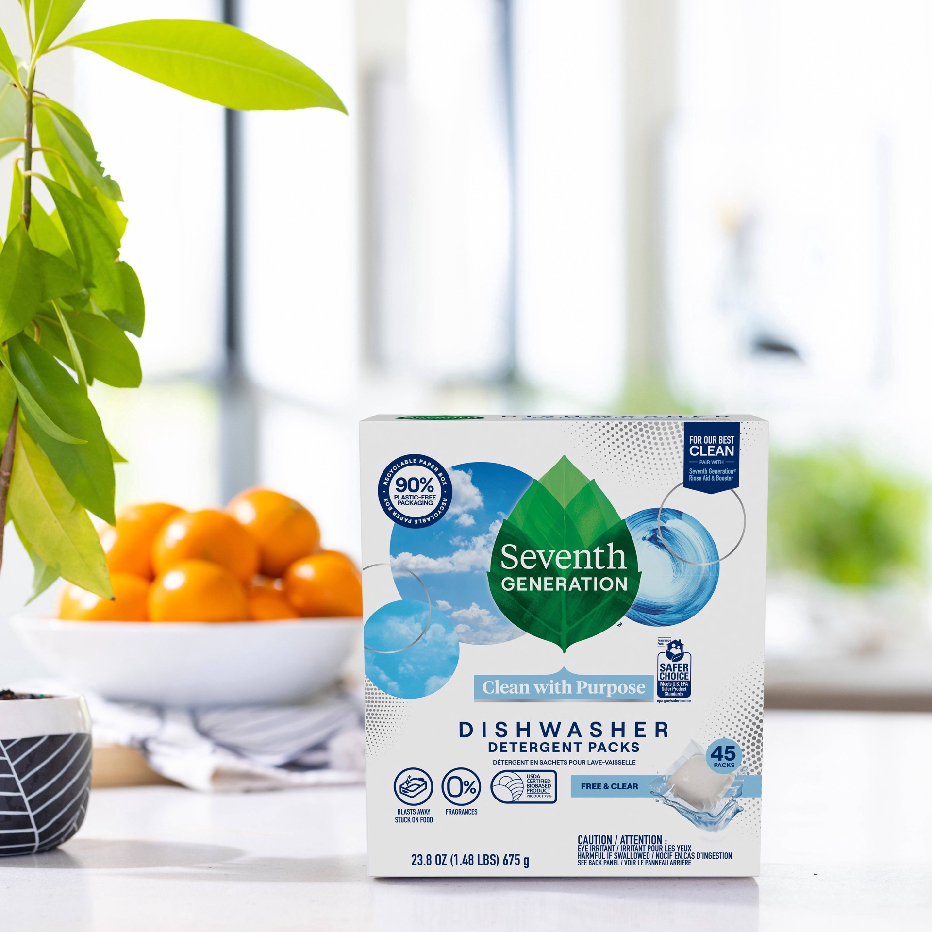 slide 3 of 5, Seventh Generation Free & Clear Dishwasher Detergent Packs 45 ea, 45 ct