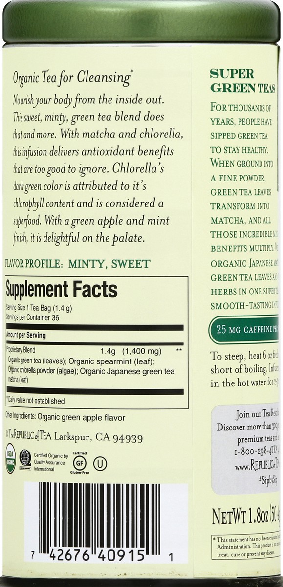 slide 5 of 9, The Republic of Tea Republic Spirit Blends Organic Detox Green, 36 ct