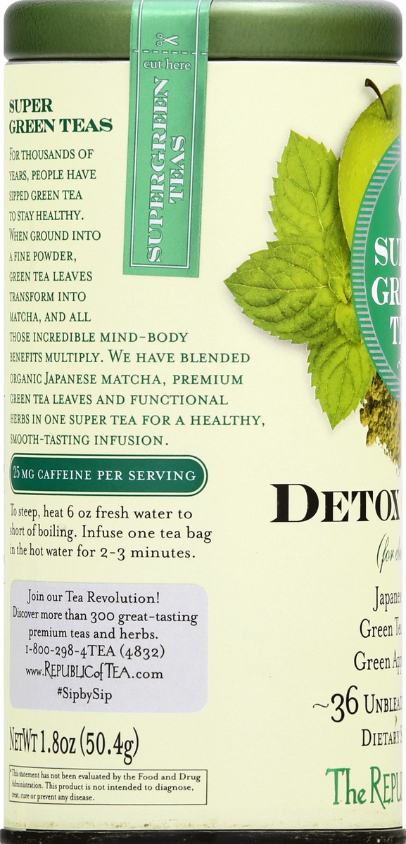 slide 7 of 9, The Republic of Tea Republic Spirit Blends Organic Detox Green, 36 ct