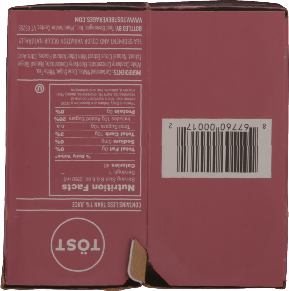 slide 5 of 5, Tost Beverages Sparkling White Rose Tea 4pk, 