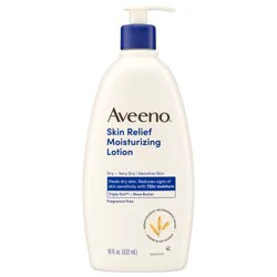 Aveeno Skin Relief Moisturizing Lotion for Very Dry Skin with Soothing Triple Oat & Shea Butter Formula, Dimethicone Skin Protectant Helps Heal Itchy, Dry Skin, Fragrance-Free, 18 fl. oz