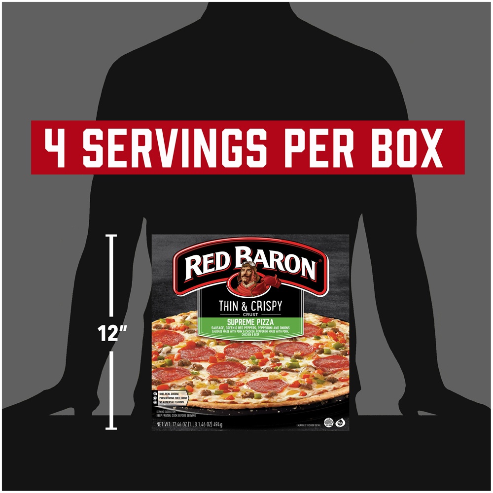 slide 7 of 9, Red Baron Thin & Crispy Supreme Pizza, 17.46 oz