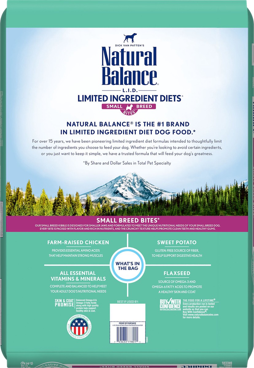 slide 5 of 5, Natural Balance L.I.D. Limited Ingredient Diets Grain Free Small Breed Bites Chicken & Sweet Potato Formula Dog Food 12 lb, 12 lb