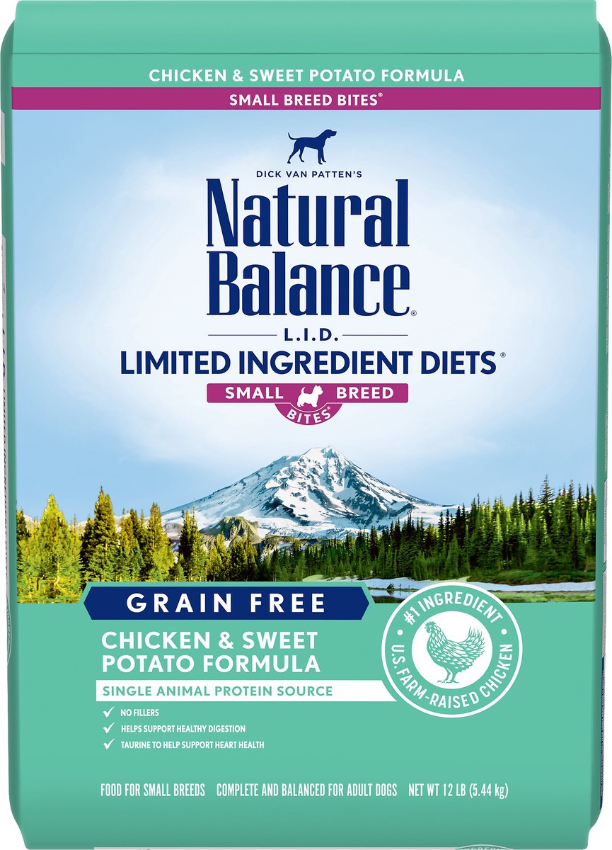 slide 4 of 5, Natural Balance L.I.D. Limited Ingredient Diets Grain Free Small Breed Bites Chicken & Sweet Potato Formula Dog Food 12 lb, 12 lb