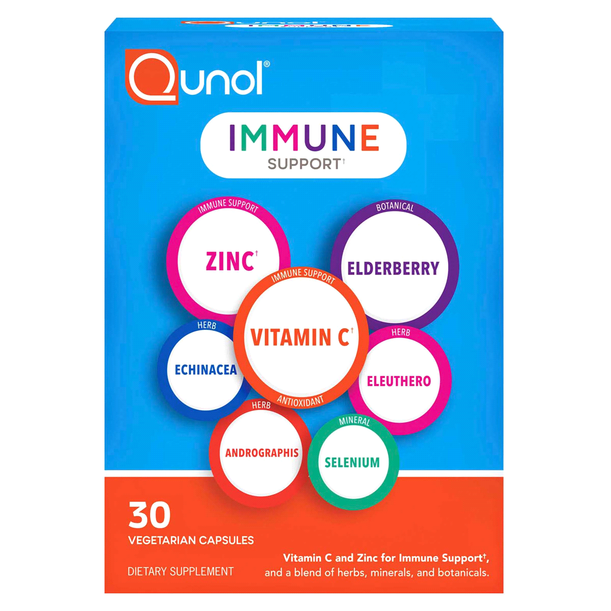 slide 1 of 1, Qunol Immune Support, Vegetarian Capsules, 30 ct