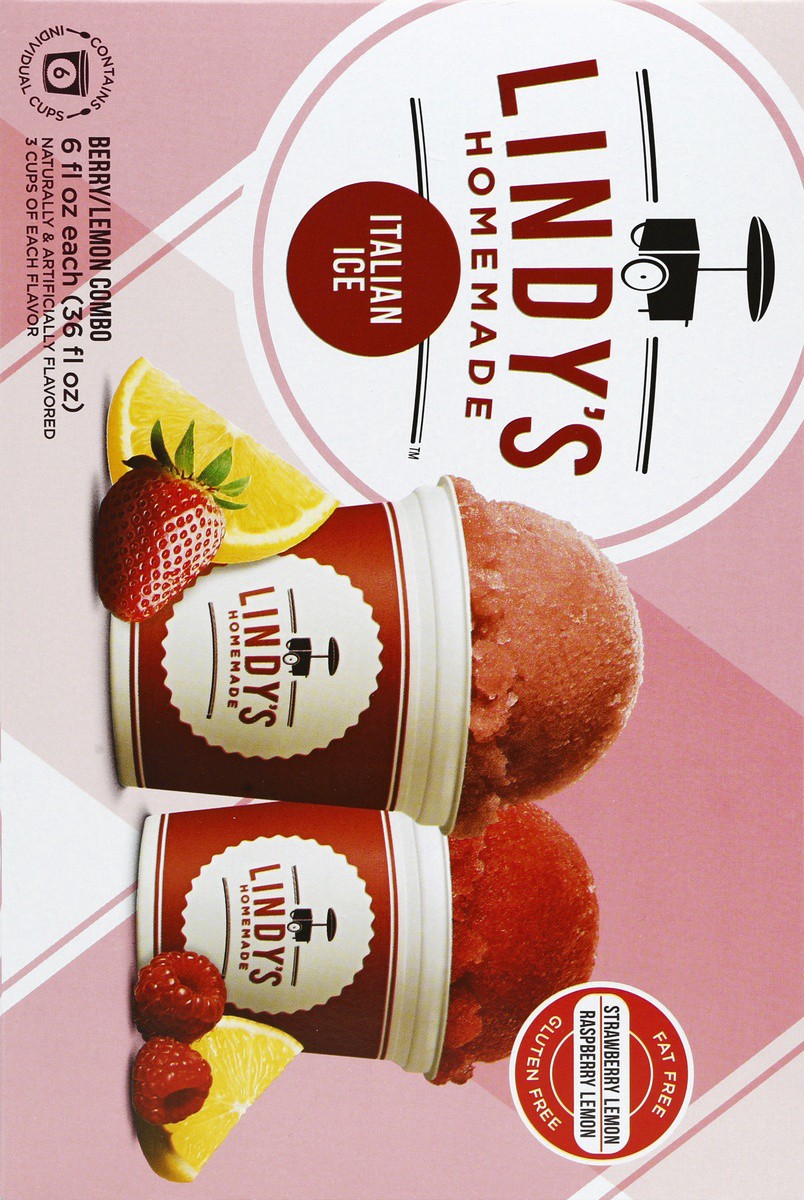 slide 4 of 5, Lindy's Homemade Homemade Italian Ice - Strawberry Lemon & Raspberry Lemon, 6 Count, 36 fl oz