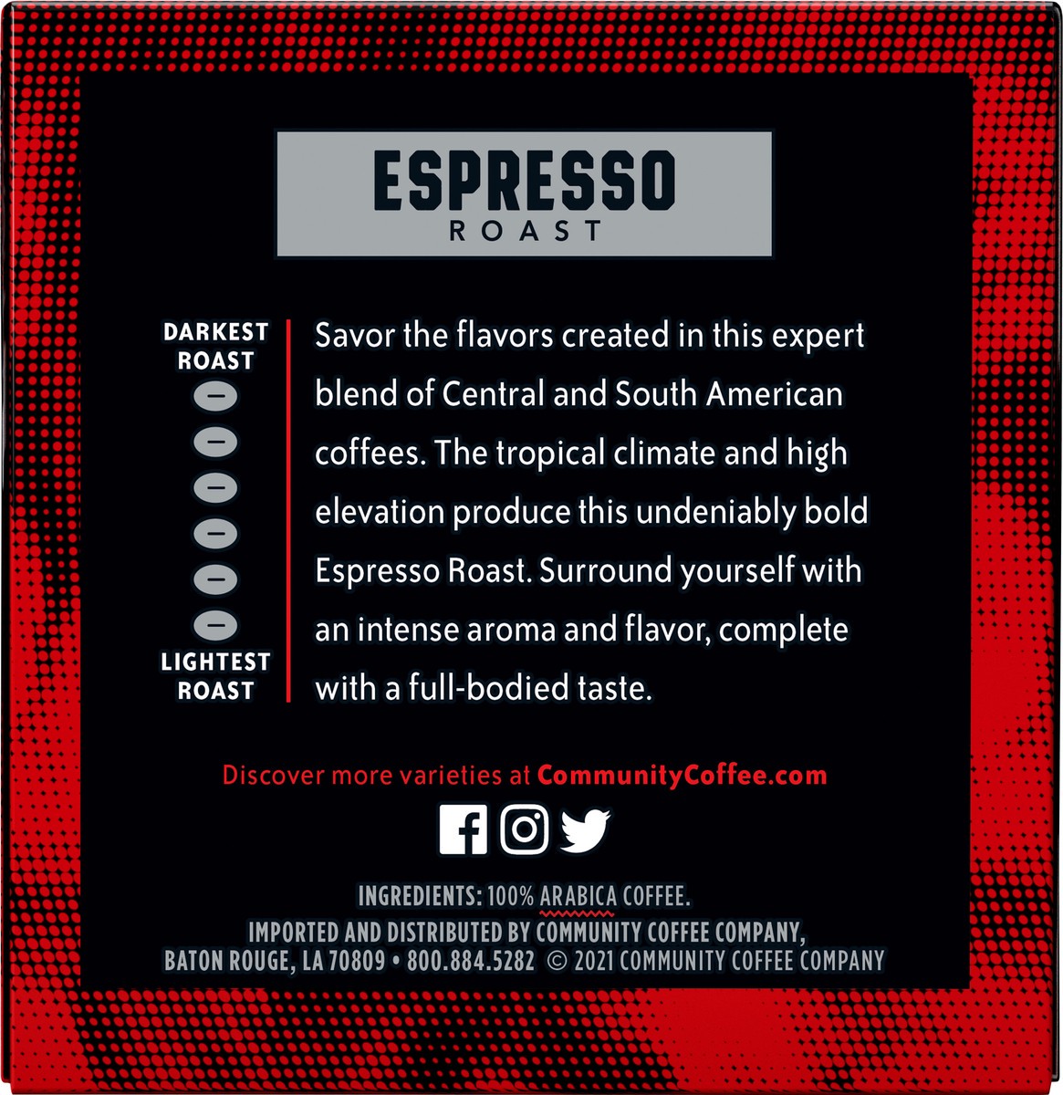 slide 6 of 11, Community Coffee Coffee, Espresso Roast, Dark & Bold, K-Cup Pods, 12 ct