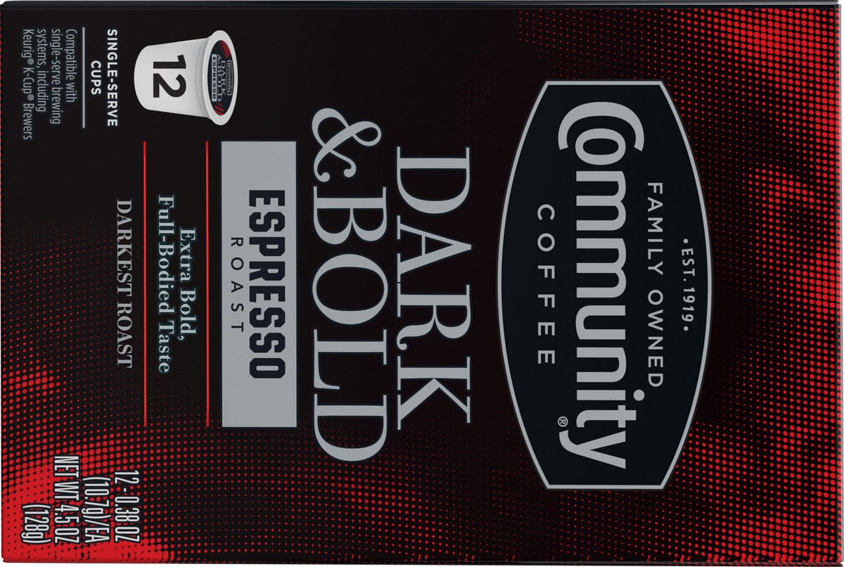 slide 3 of 11, Community Coffee Coffee, Espresso Roast, Dark & Bold, K-Cup Pods, 12 ct