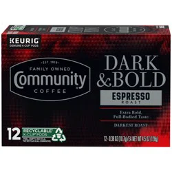 Community Coffee Coffee, Espresso Roast, Dark & Bold, K-Cup Pods