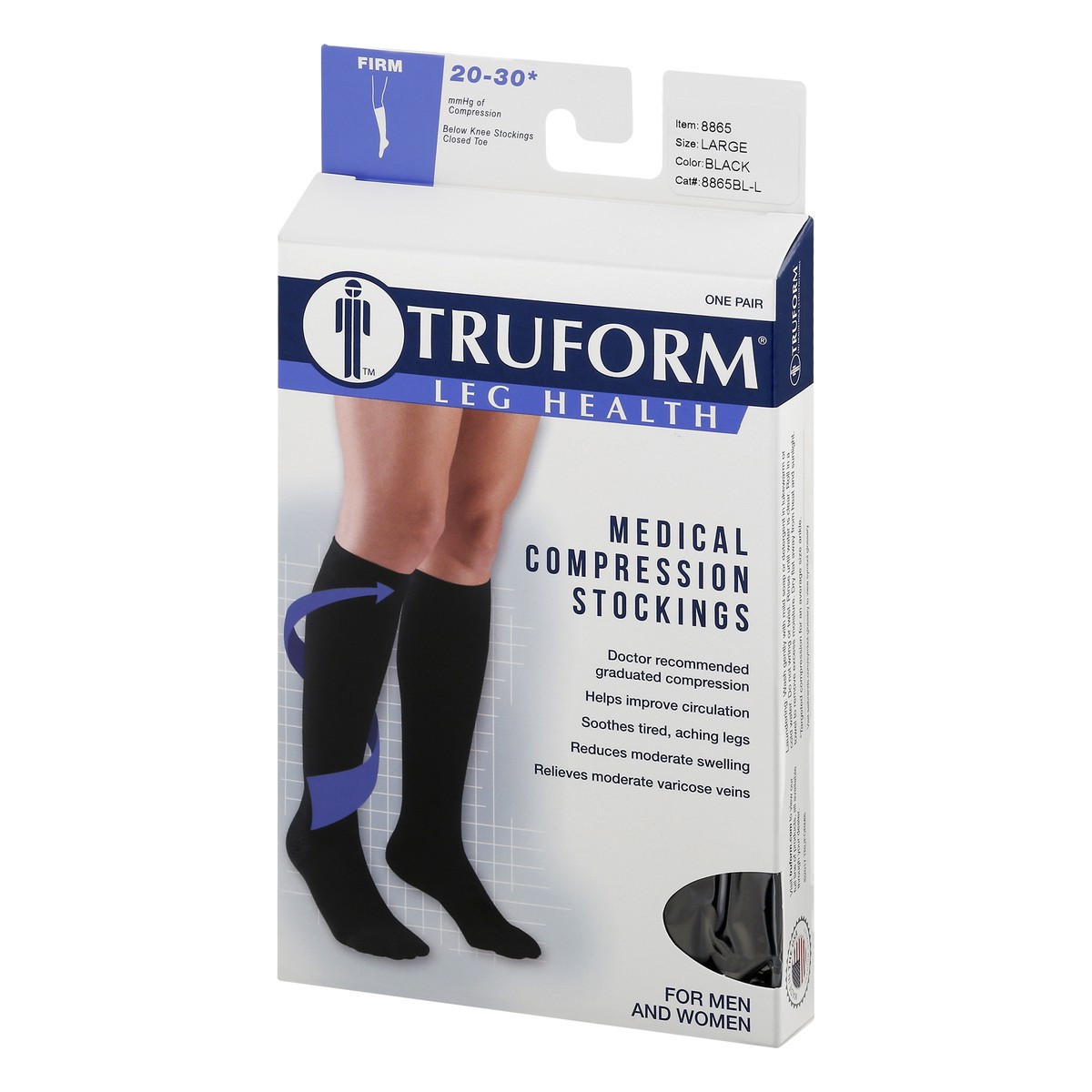 slide 8 of 11, TRUFORM Below Knee Black - Large, 1 Pair, 1 ct