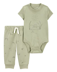 Carter's Baby 2-Piece Turtle Short-Sleeve Bodysuit Pant Set Olive NB