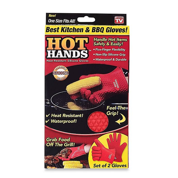 slide 1 of 1, As Seen on TV Hot Hands Heat Safe Cooking Gloves - Red, 1 pair