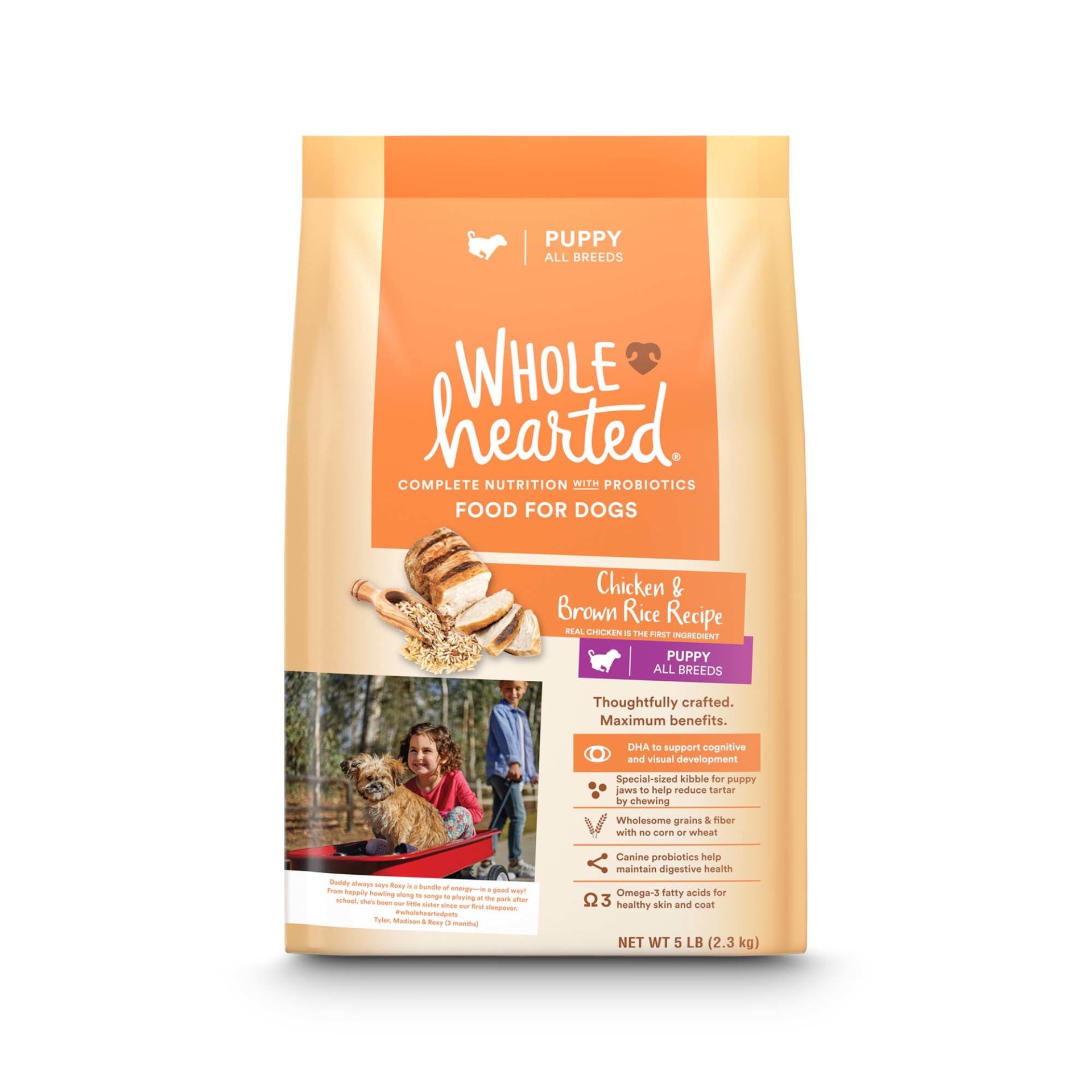 slide 1 of 1, WholeHearted All Breed Chicken and Brown Rice Recipe Dry Puppy Food, 5 lb