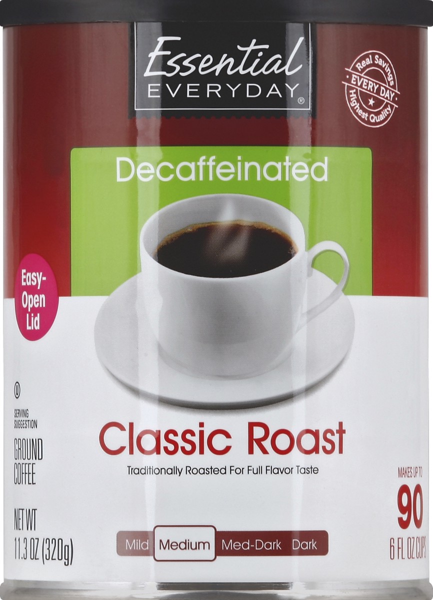 slide 5 of 6, Essential Everyday Coffee, Ground, Medium, Classic Roast, Decaffeinated, 11.3 oz