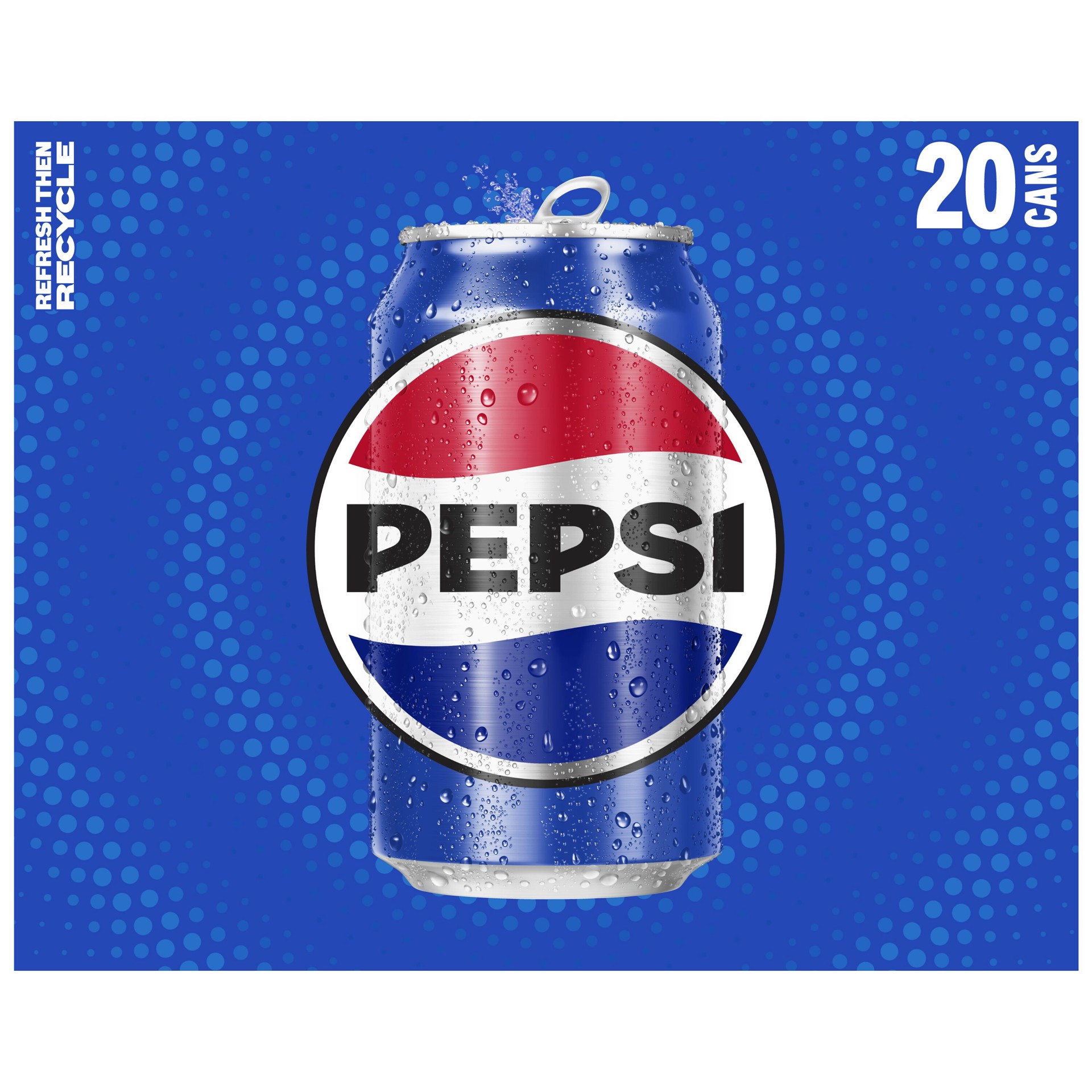 slide 1 of 5, Pepsi Soda Cola 12 Fl Oz 20 Count, 20 ct; 12 fl oz