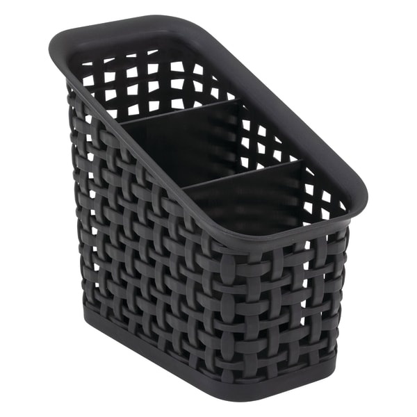 slide 1 of 5, See Jane Work 3-Tier Weave Bin, Black, 1 ct