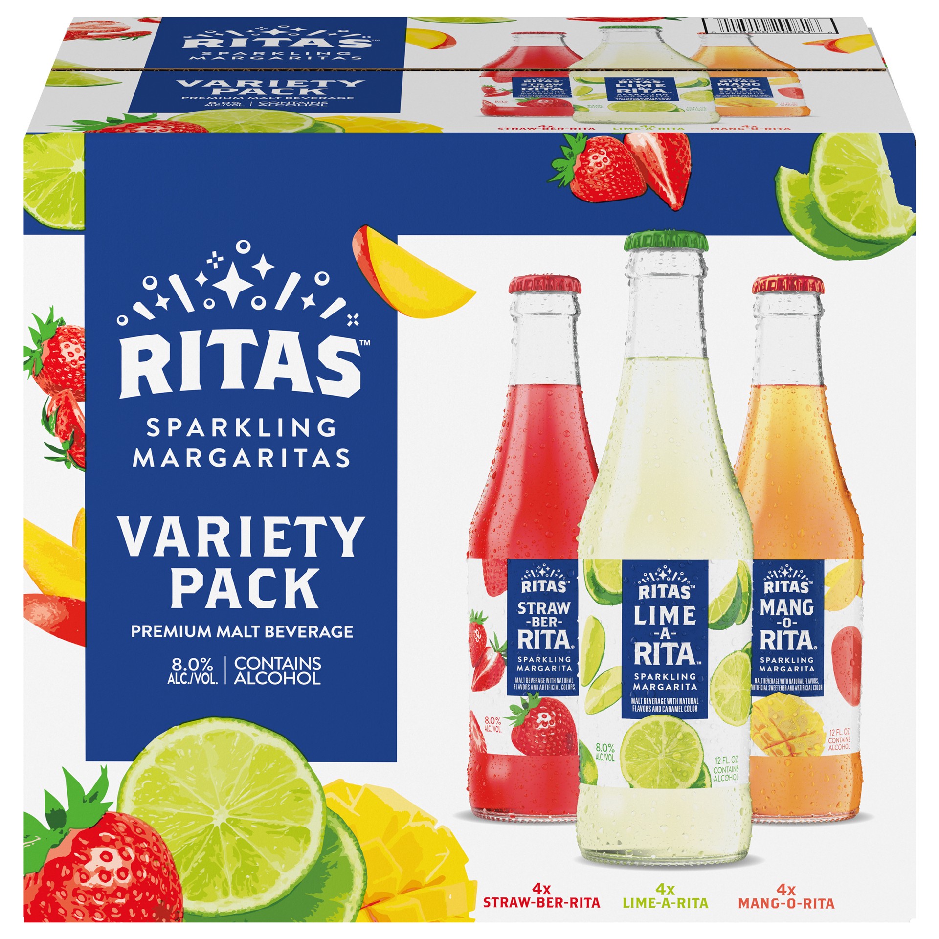 slide 2 of 9, RITAS Margs Sparkling Margaritas Variety Pack, 12 Pack, 12 FL OZ Bottles, 12 ct