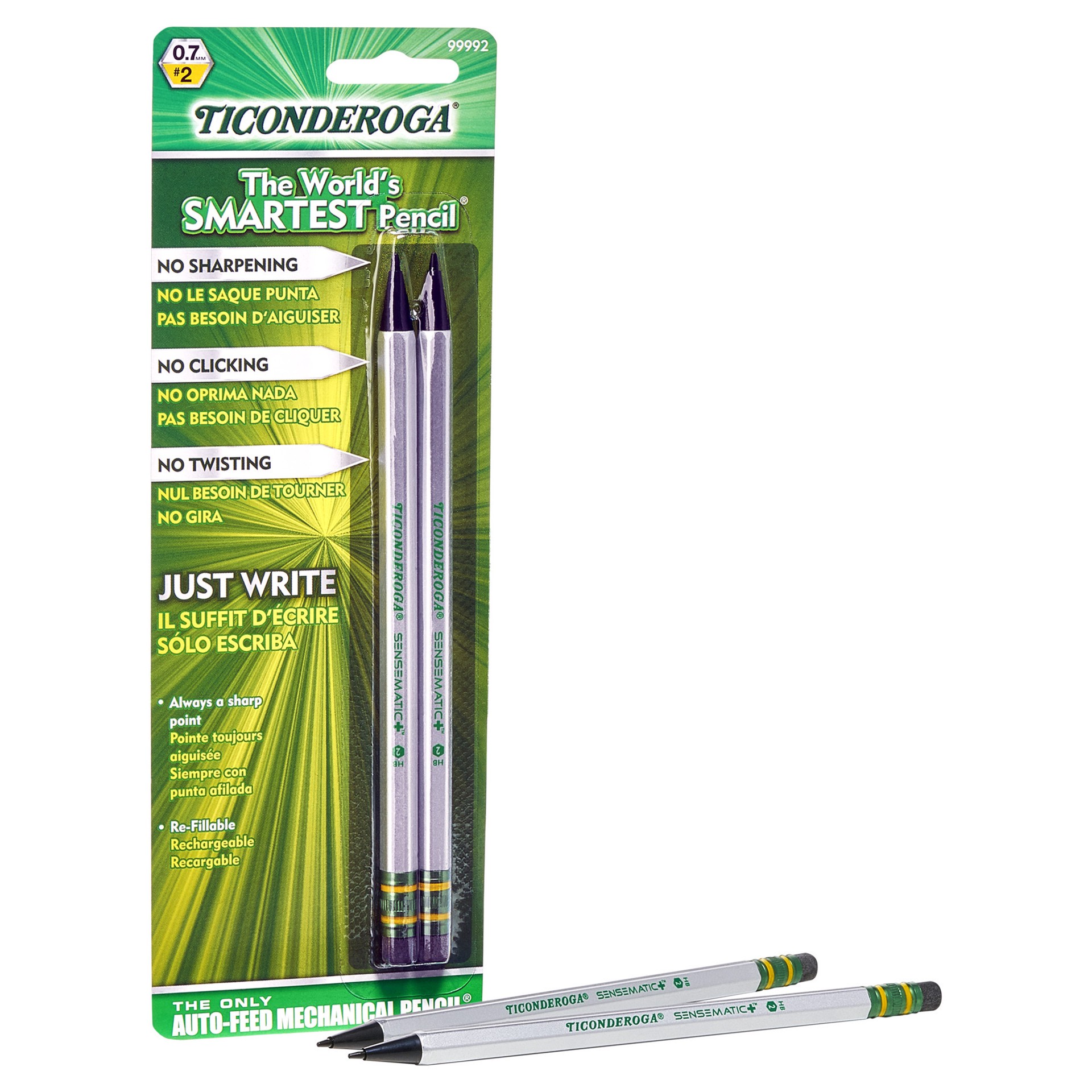 slide 5 of 5, Ticonderoga Sensematic Sensematic Mechanical Pencil, Silver, 0.7mm Lead, 2 Ct, 2 ct